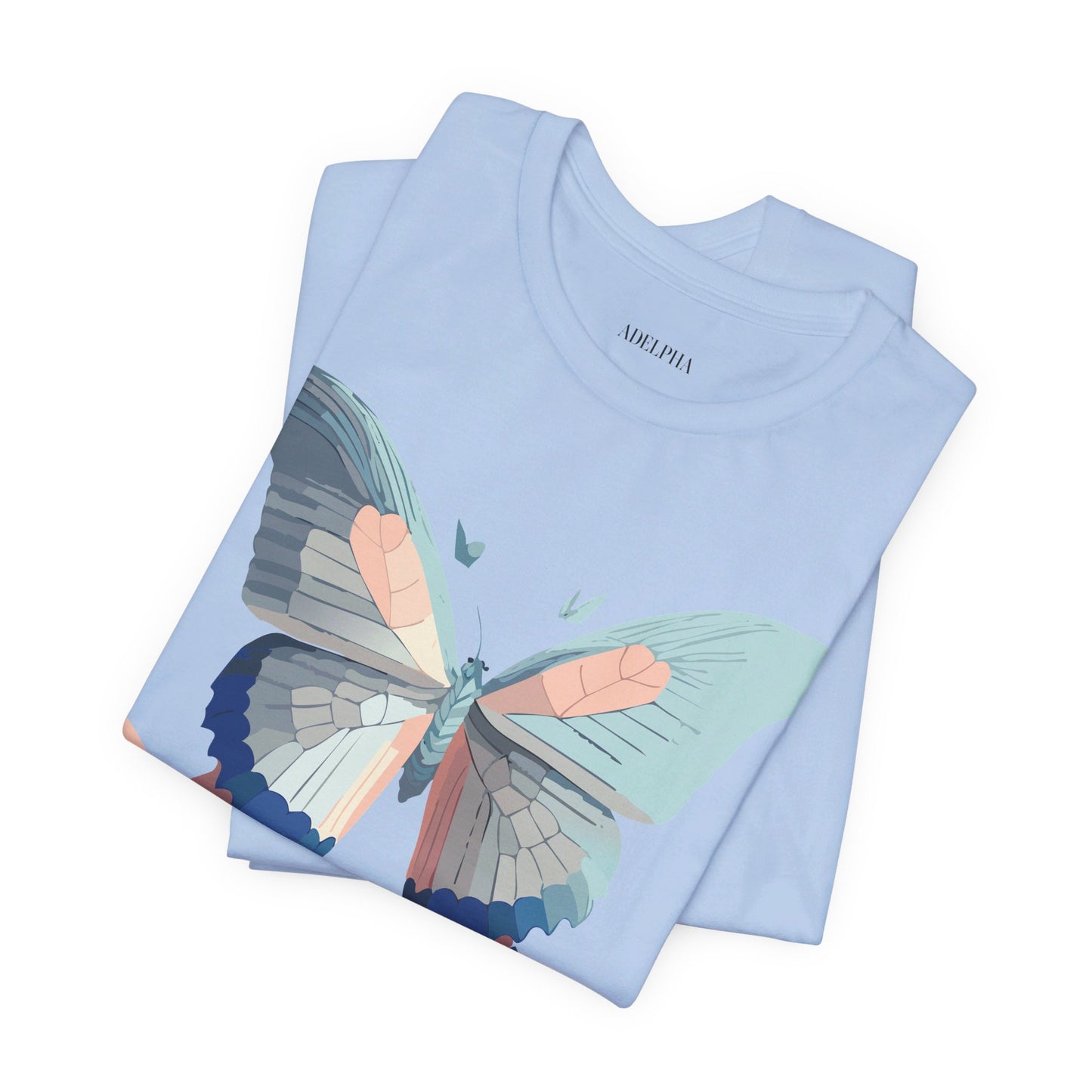 Natural Cotton Tee Shirt with Butterfly