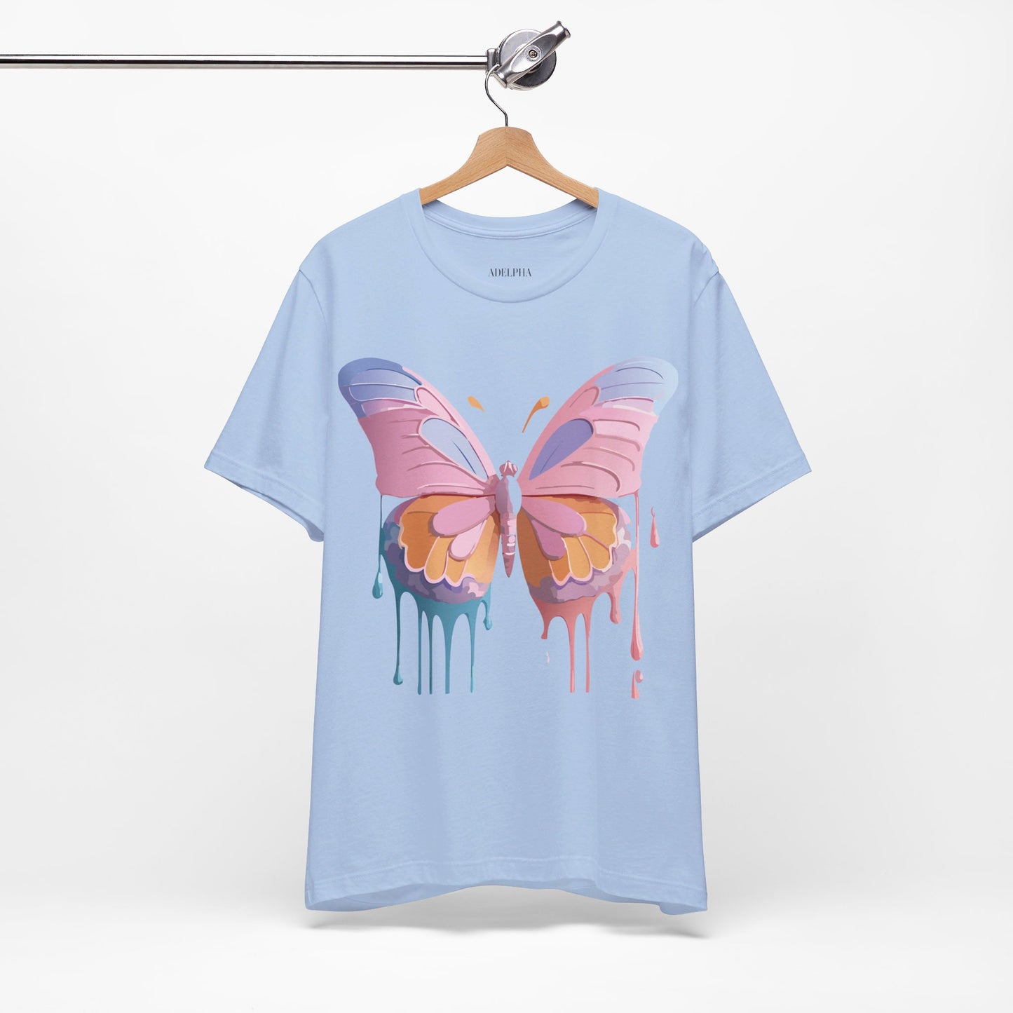 Natural Cotton Tee Shirt with Butterfly