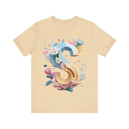 Natural Cotton Tee Shirt - Letters Collection - S Printify