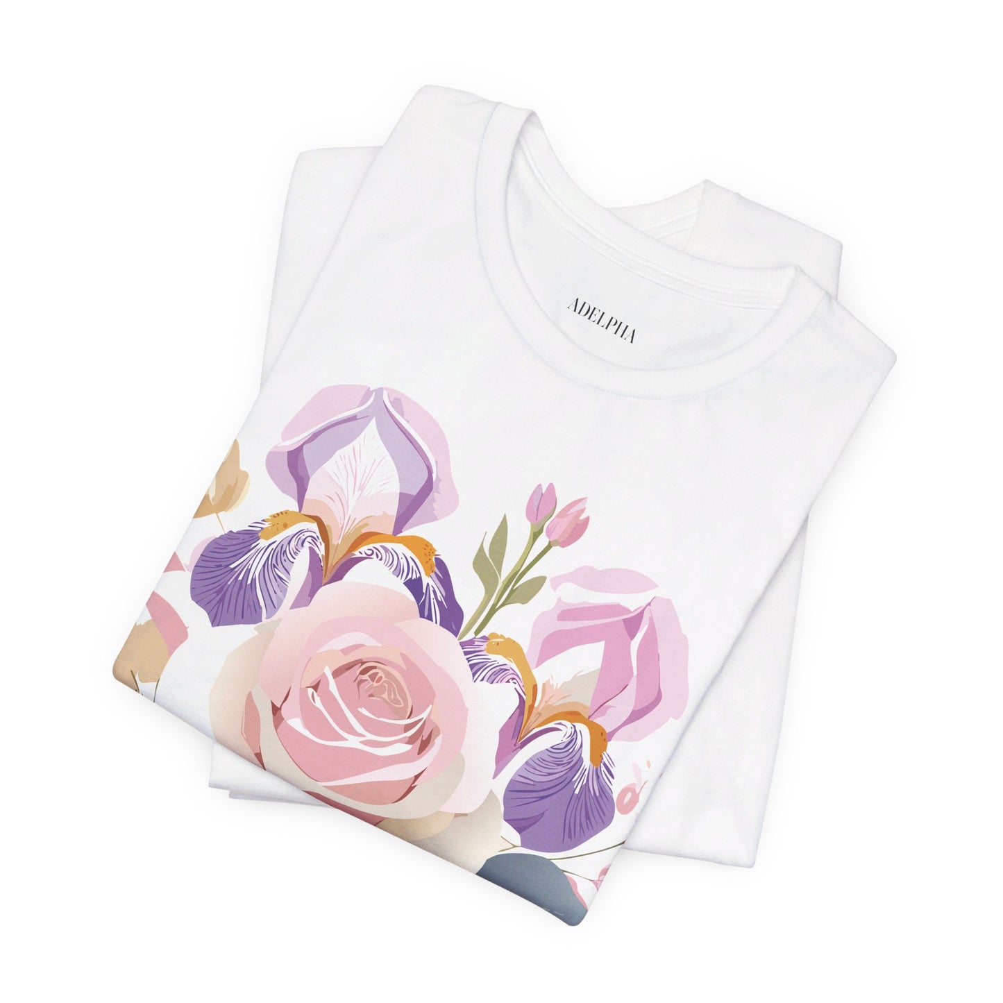 Natural Cotton Tee Shirt with Flowers