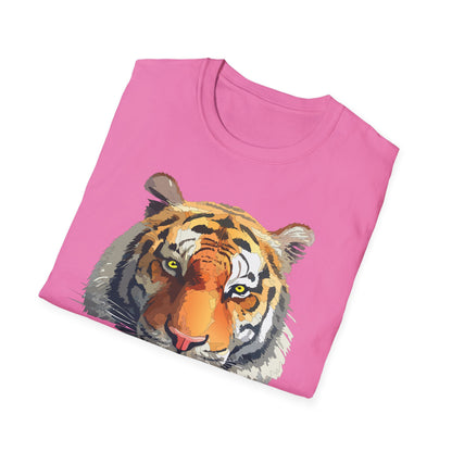 Tiger Print T Shirt Unisex Animal Tee 100 Percent Cotton Softstyle Gildan 64000