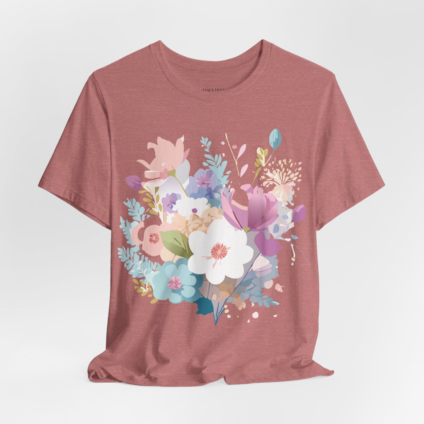 Natural Cotton Tee Shirt with Flowers