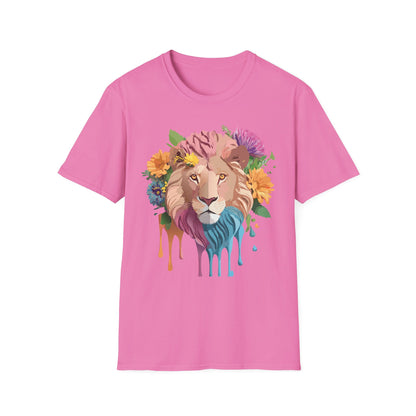 Floral Lion Shirt Unisex Tee Animal Print Gildan Softstyle 64000