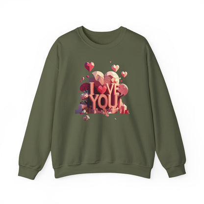 Unisex Heart Love Sweatshirt Floral Valentines Day Cotton Poly Fifty Fifty Blend