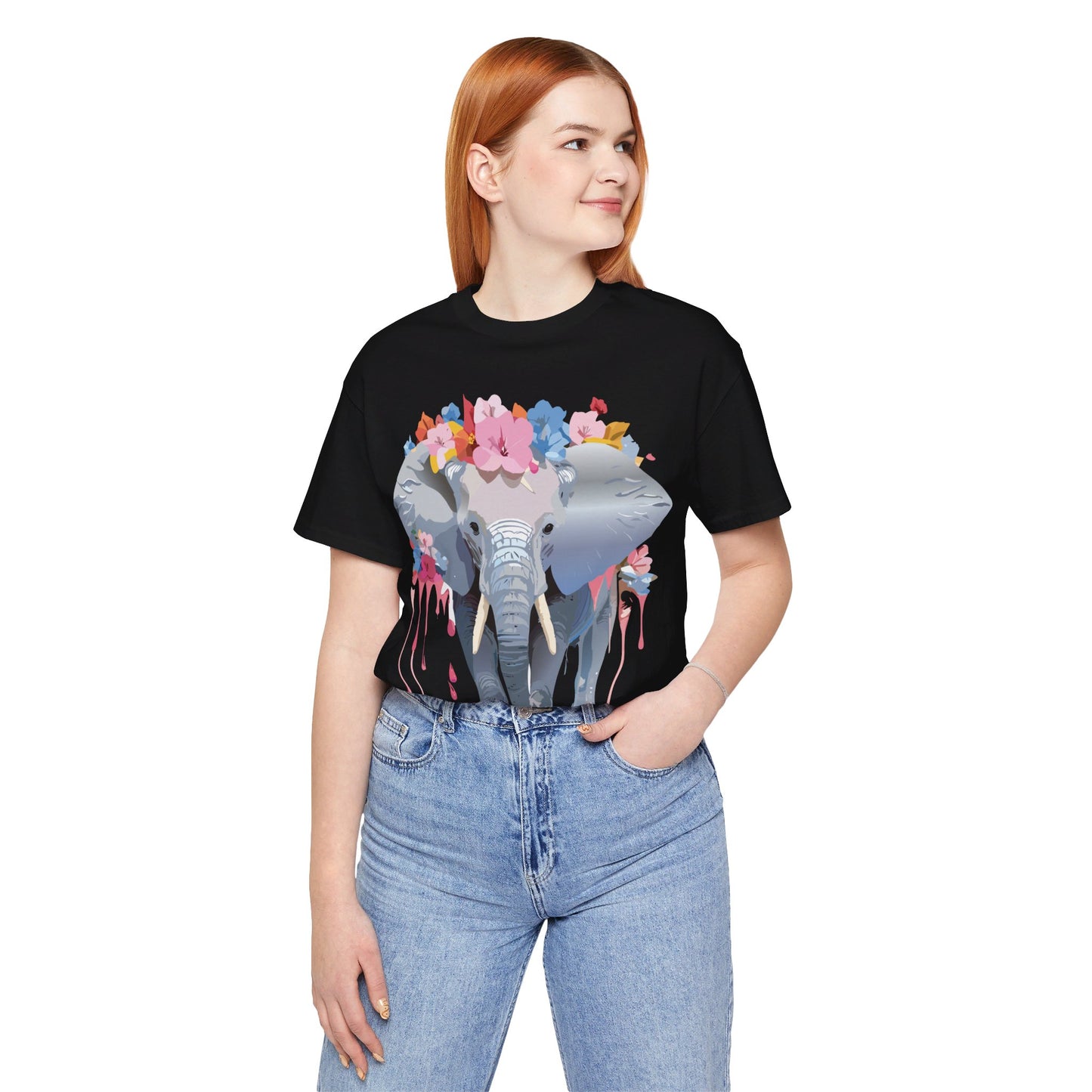 T-shirt en coton naturel avec motif éléphant