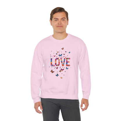 Unisex Floral Love Sweatshirt Fifty Fifty Cotton Poly Valentines Day