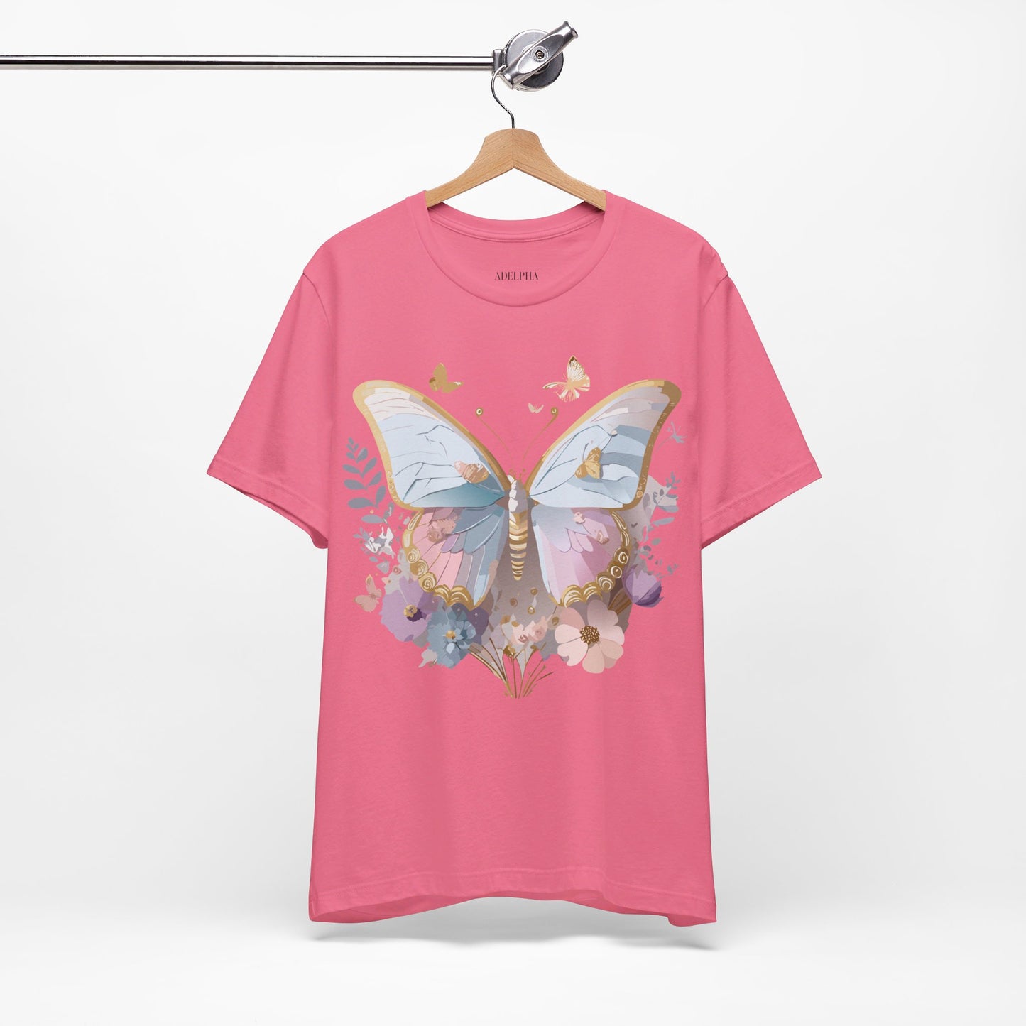 Natural Cotton Tee Shirt with Butterfly