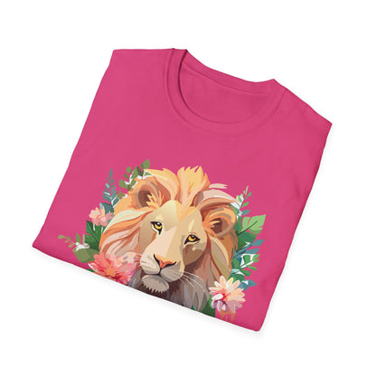 Gildan Unisex Lion Shirt Floral Lion Tee Animal Print Softstyle Tee