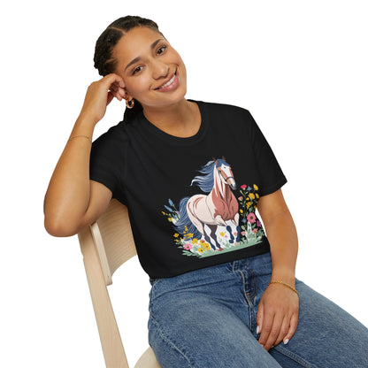 Unisex Horse Tee Softstyle Cotton Shirt With Animals Design Graphic