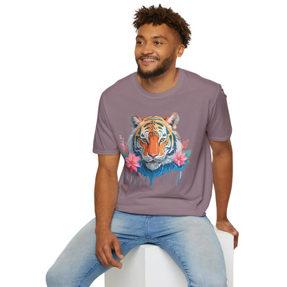 Tiger Unisex Softstyle T Shirt 100 Percent Cotton Gildan 64000 Animal Tee