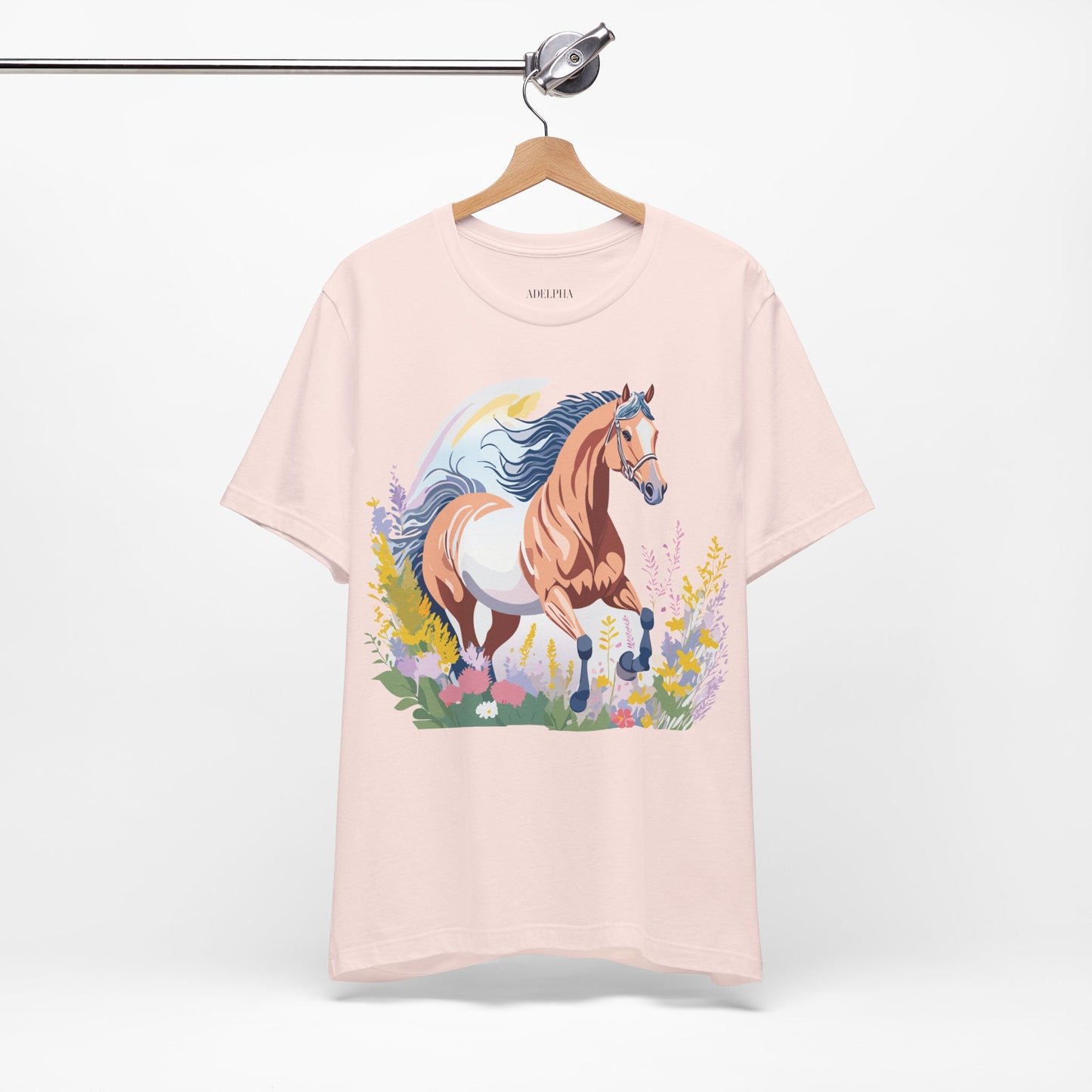 Natural Cotton Tee Shirt with Horse