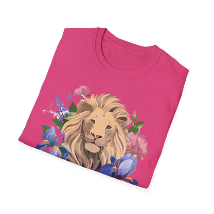 Unisex Softstyle Lion Shirt Floral Lion Tee Animal Print Graphic Tee