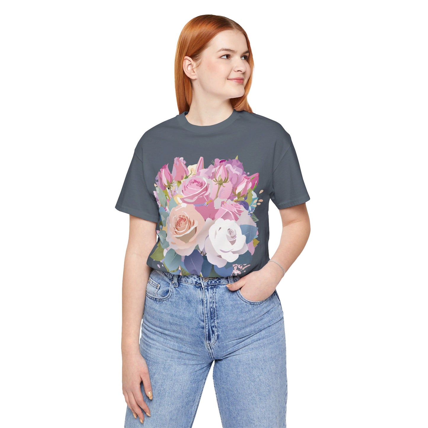 T-Shirt aus natürlicher Baumwolle mit Blumen