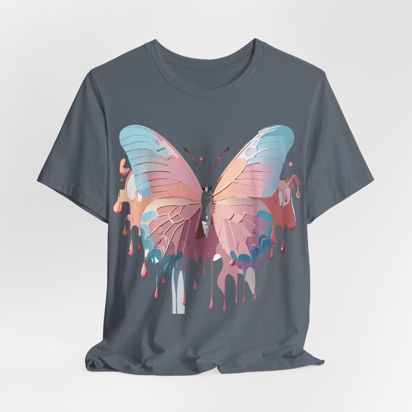 Natural Cotton Tee Shirt with Butterfly