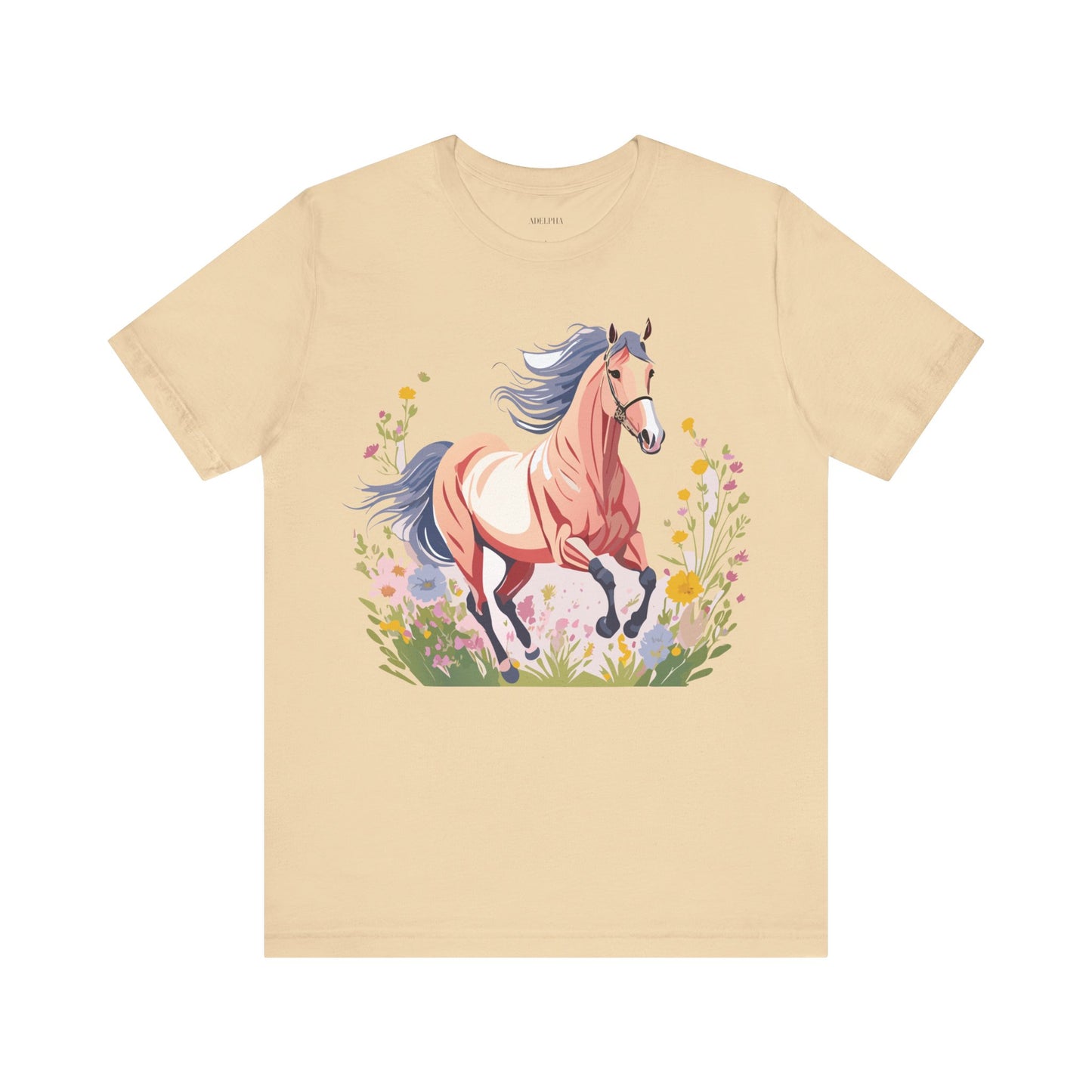 Natural Cotton Tee Shirt with Horse