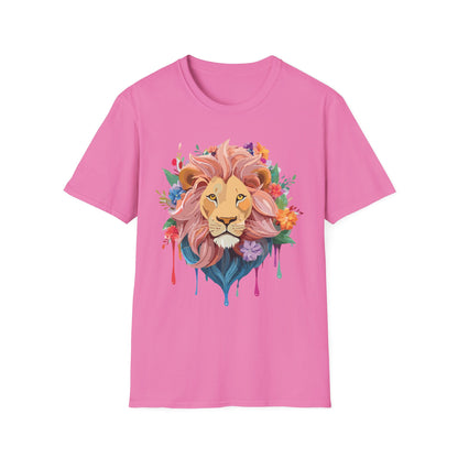 Lion Shirt Unisex Floral Lion Tee Animal Print Softstyle Tee