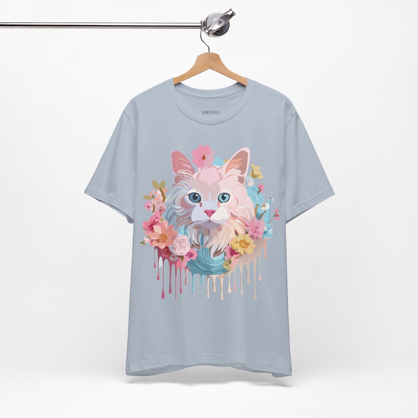 Natural Cotton Tee Shirt with Cat