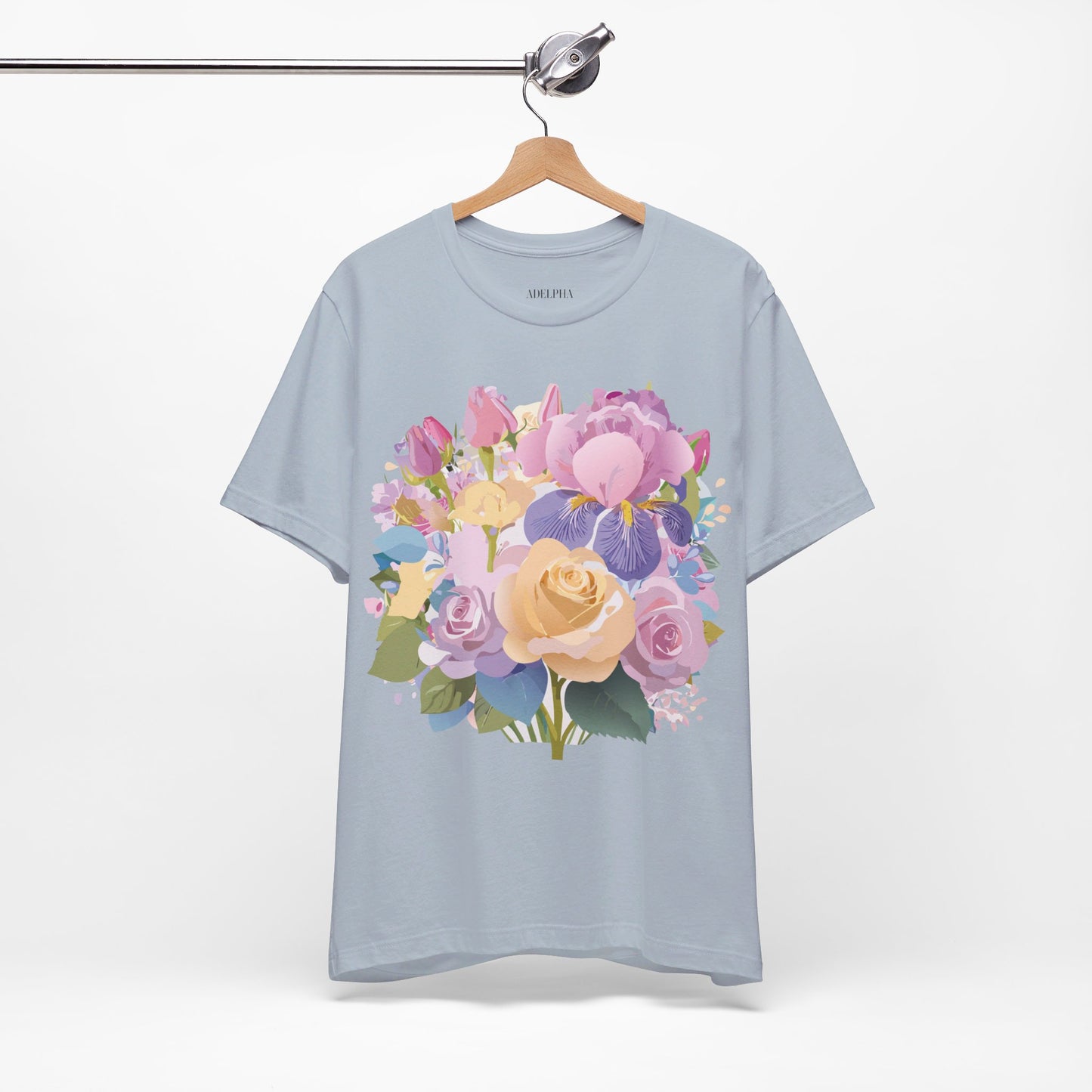 Natural Cotton Tee Shirt with Flowers