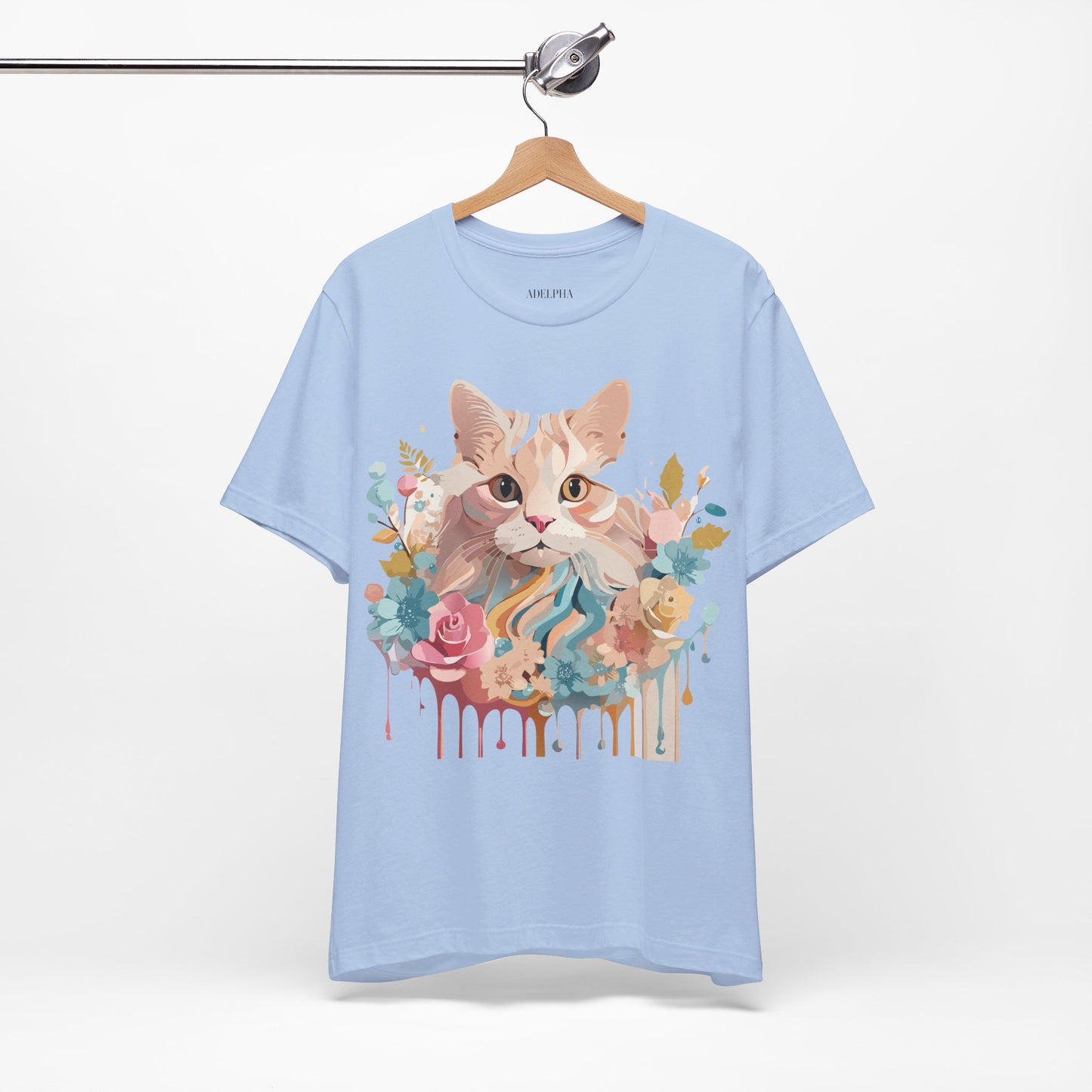 Natural Cotton Tee Shirt with Cat