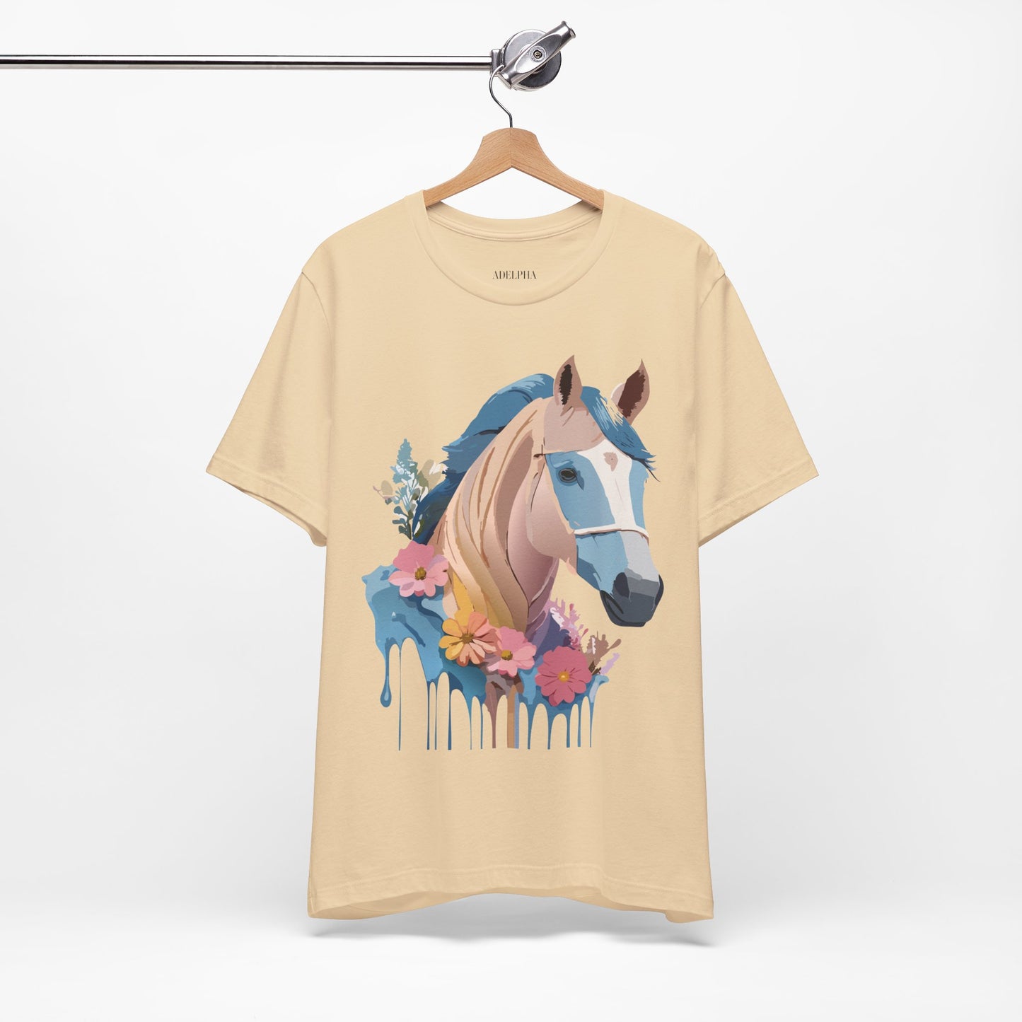 Natural Cotton Tee Shirt with Horse