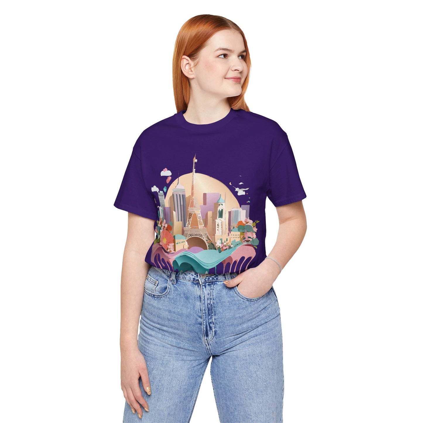 Natural Cotton Tee Shirt - Beautiful Places Collection - Paris Printify