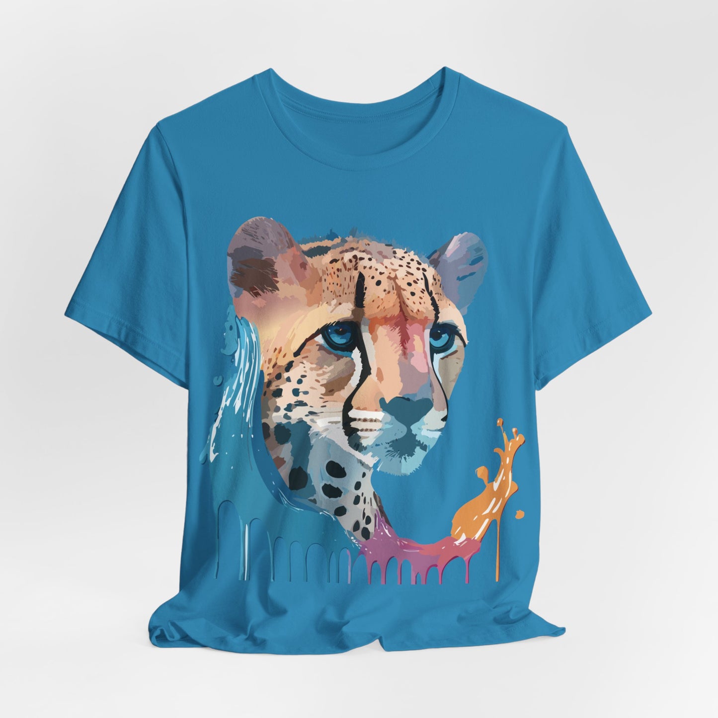 Natural Cotton Tee Shirt with Cheetah