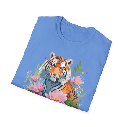 Tiger Print Unisex T Shirt Gildan Softstyle 64000 Animal Tee
