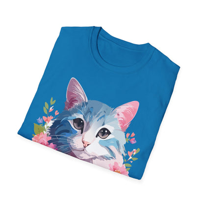 Cat Shirt Unisex Cat Tee Kitten Print Gildan Softstyle 64000