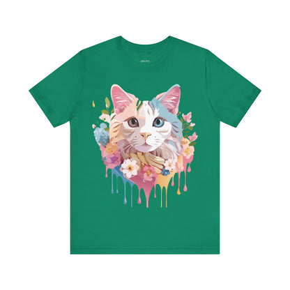 Natural Cotton Tee Shirt with Cat Printify