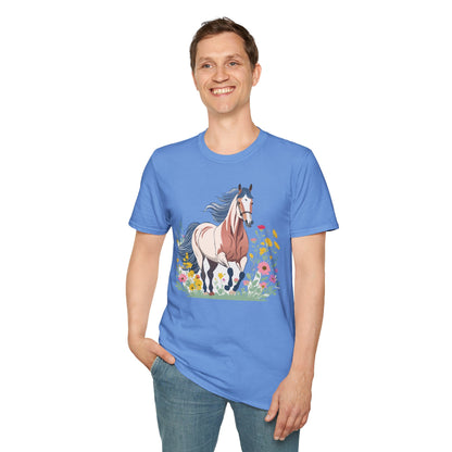 Unisex Horse Tee Softstyle Cotton Shirt With Animals Design Graphic