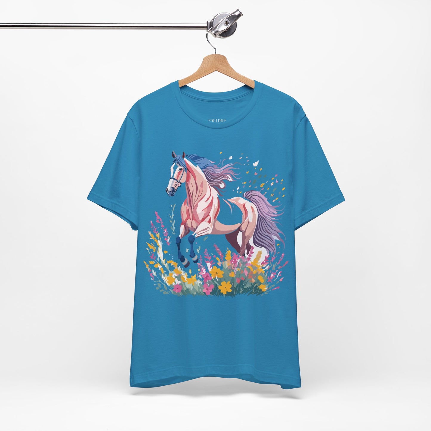 Natural Cotton Tee Shirt with Horse