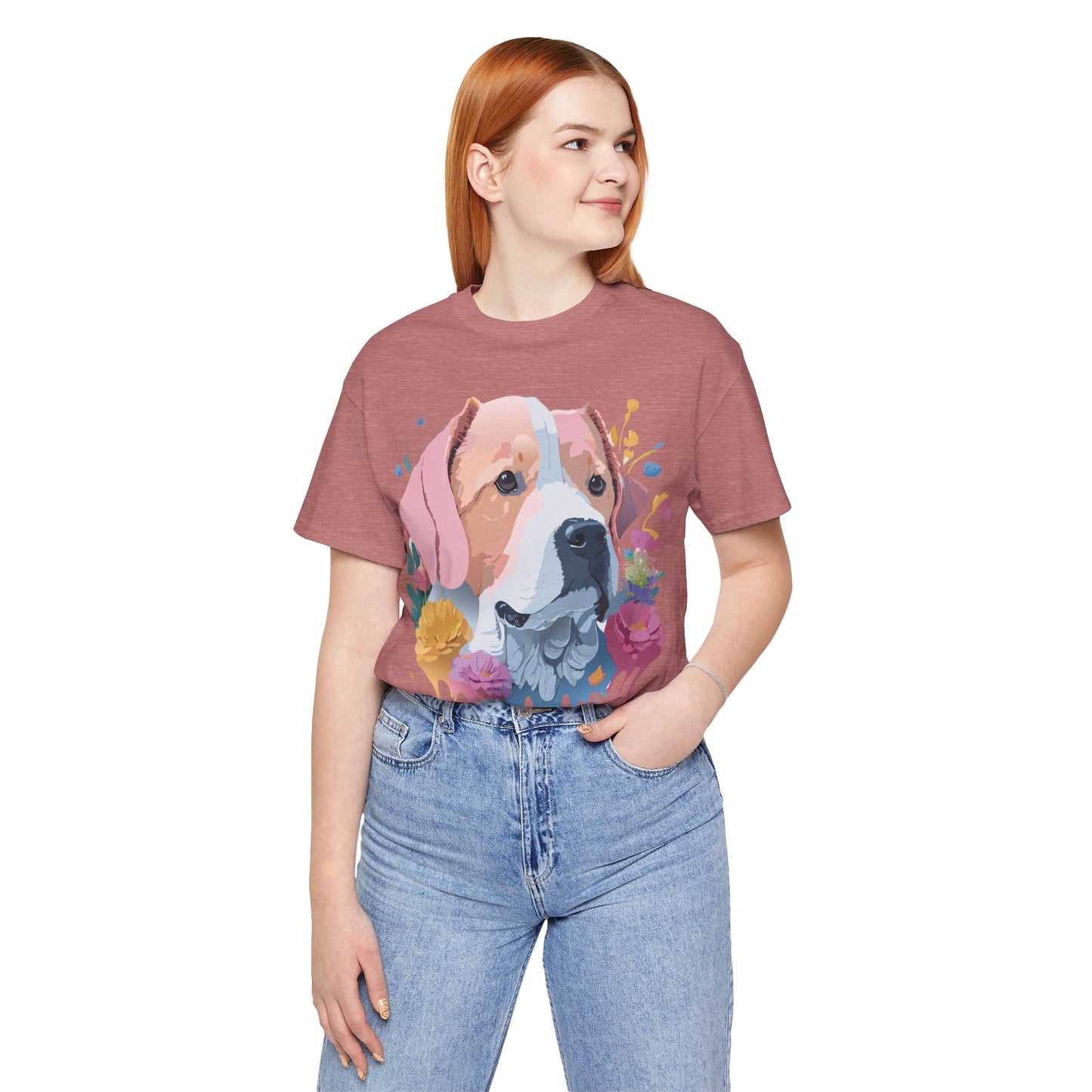 Natural Cotton Tee Shirt with Dog