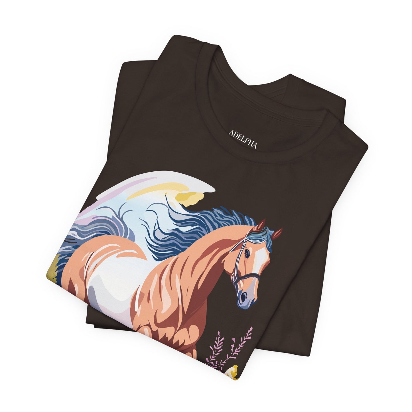 Natural Cotton Tee Shirt with Horse