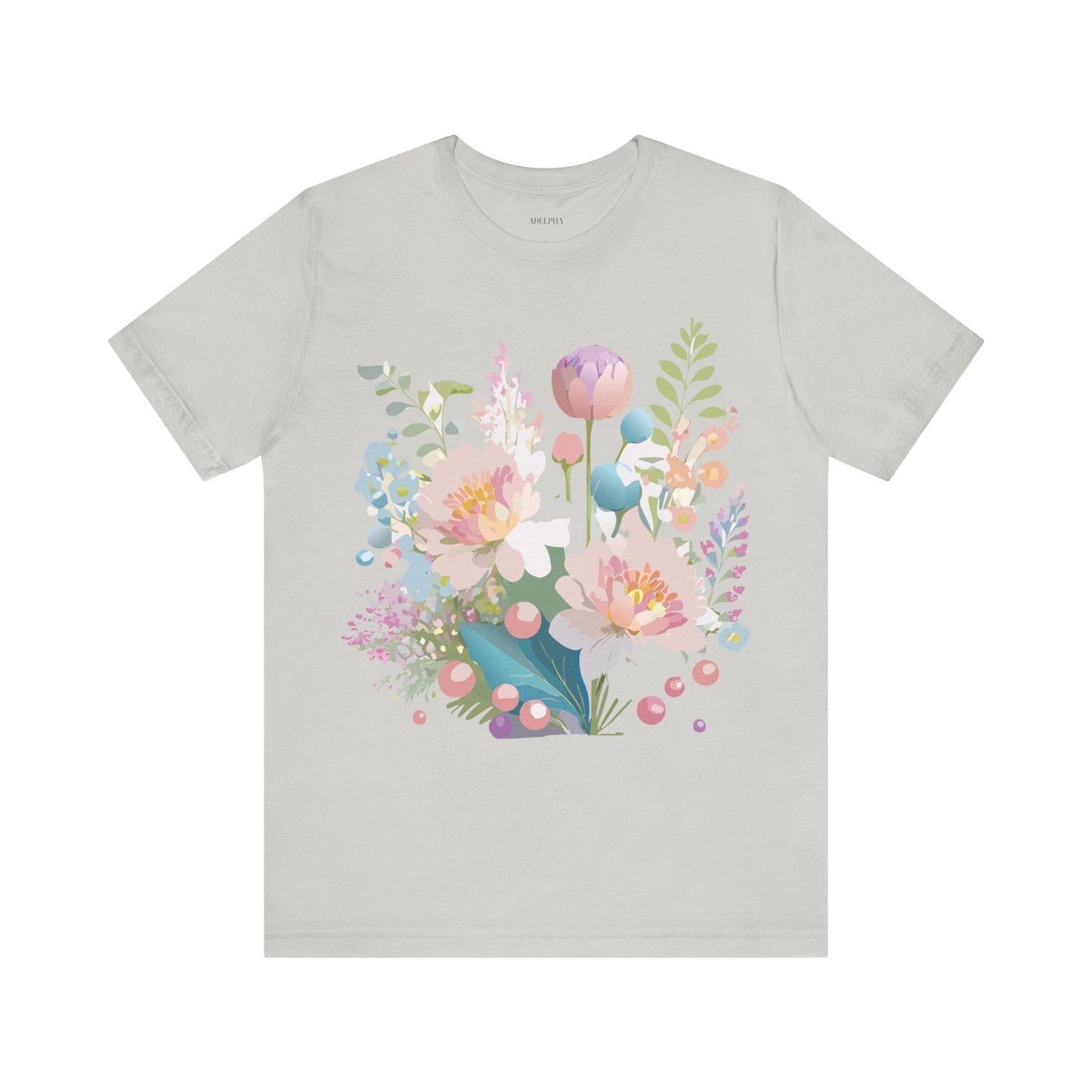 Natural Cotton Tee Shirt with Flowers