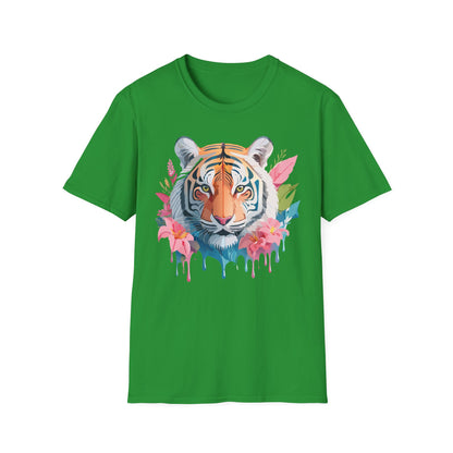 Tiger Print Unisex Softstyle T Shirt Short Sleeve Gildan 64000 Tee