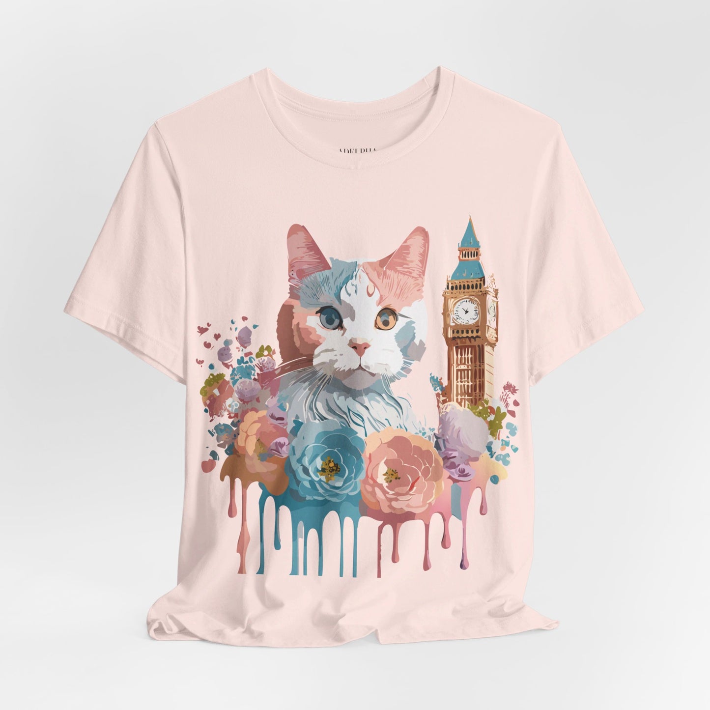 Natural Cotton Tee Shirt with Cat