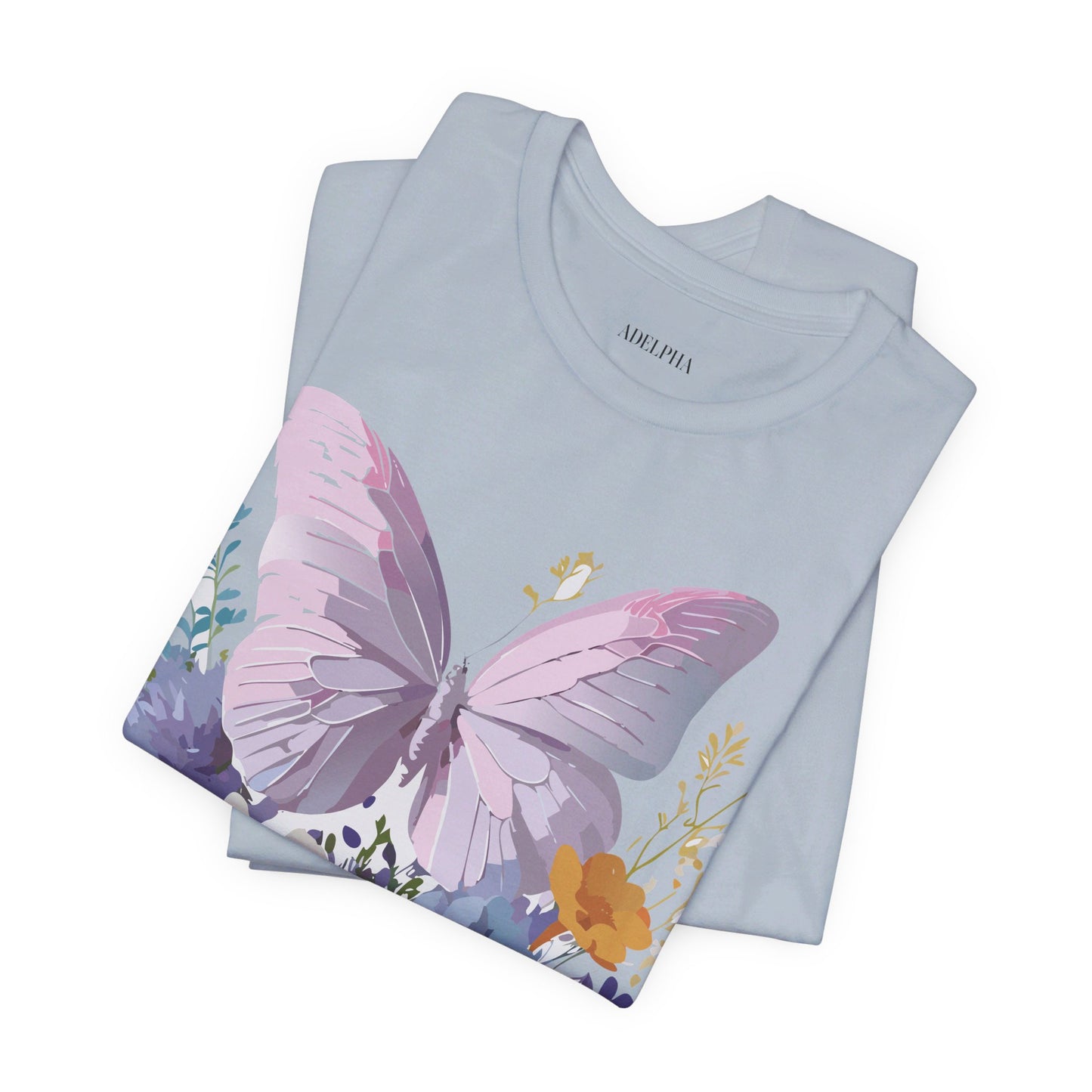 Natural Cotton Tee Shirt with Butterfly