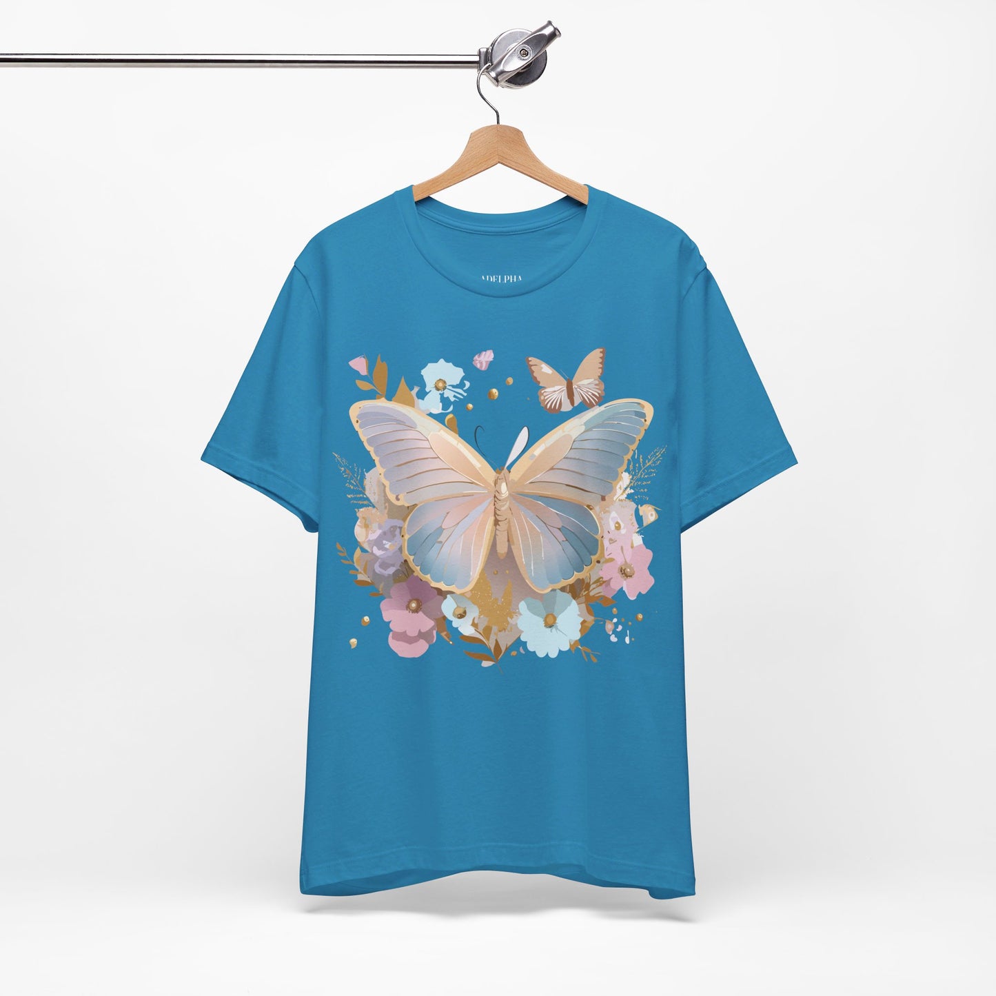 Natural Cotton Tee Shirt with Butterfly