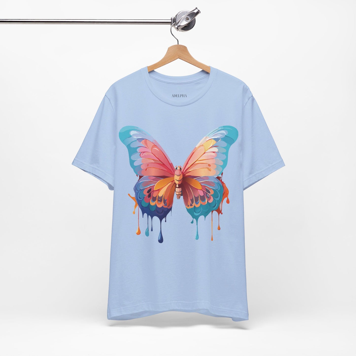 Natural Cotton Tee Shirt with Butterfly