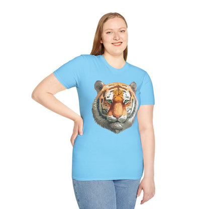 Tiger Print Shirt Unisex Animal Tee Gildan Softstyle 64000 Cotton Comfort