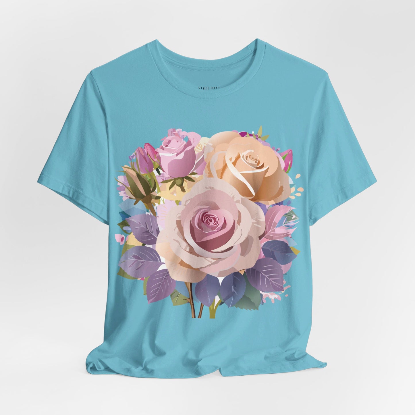 Natural Cotton Tee Shirt with Flowers