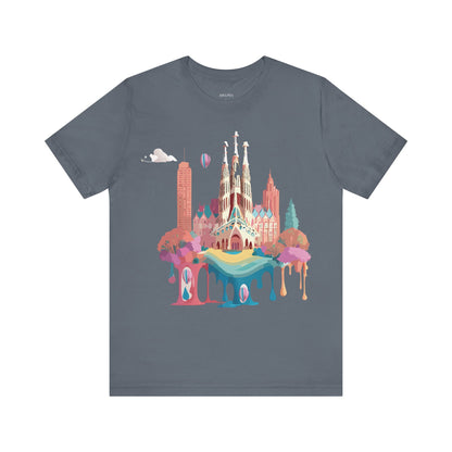 Natural Cotton Tee Shirt - Beautiful Places Collection - Barcelona Printify