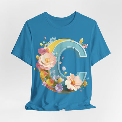 Natural Cotton Tee Shirt - Letters Collection - C Printify