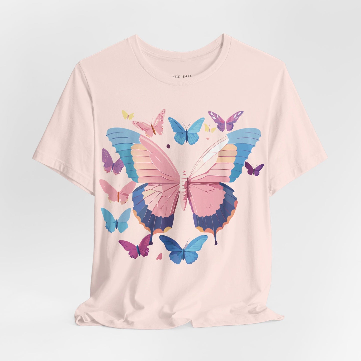 Natural Cotton Tee Shirt with Butterfly