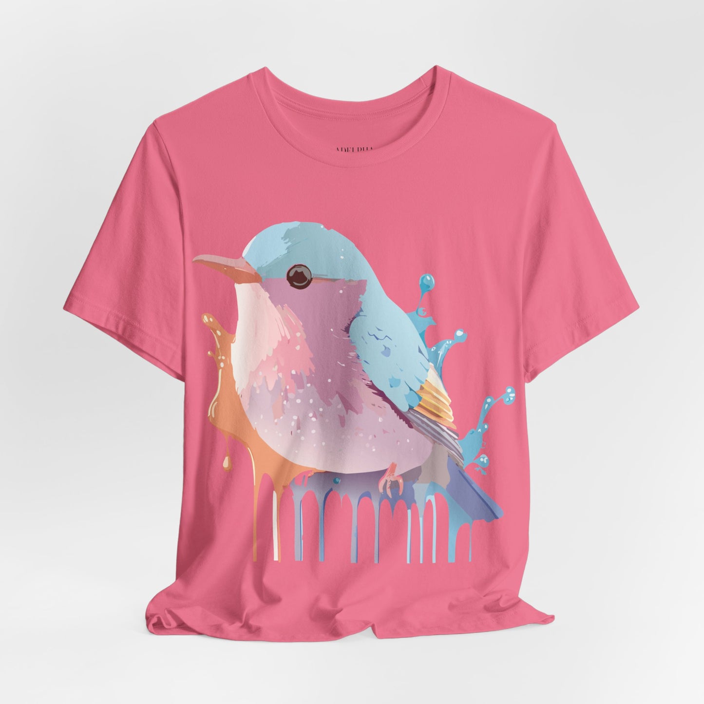 Natural Cotton Tee Shirt with Bird