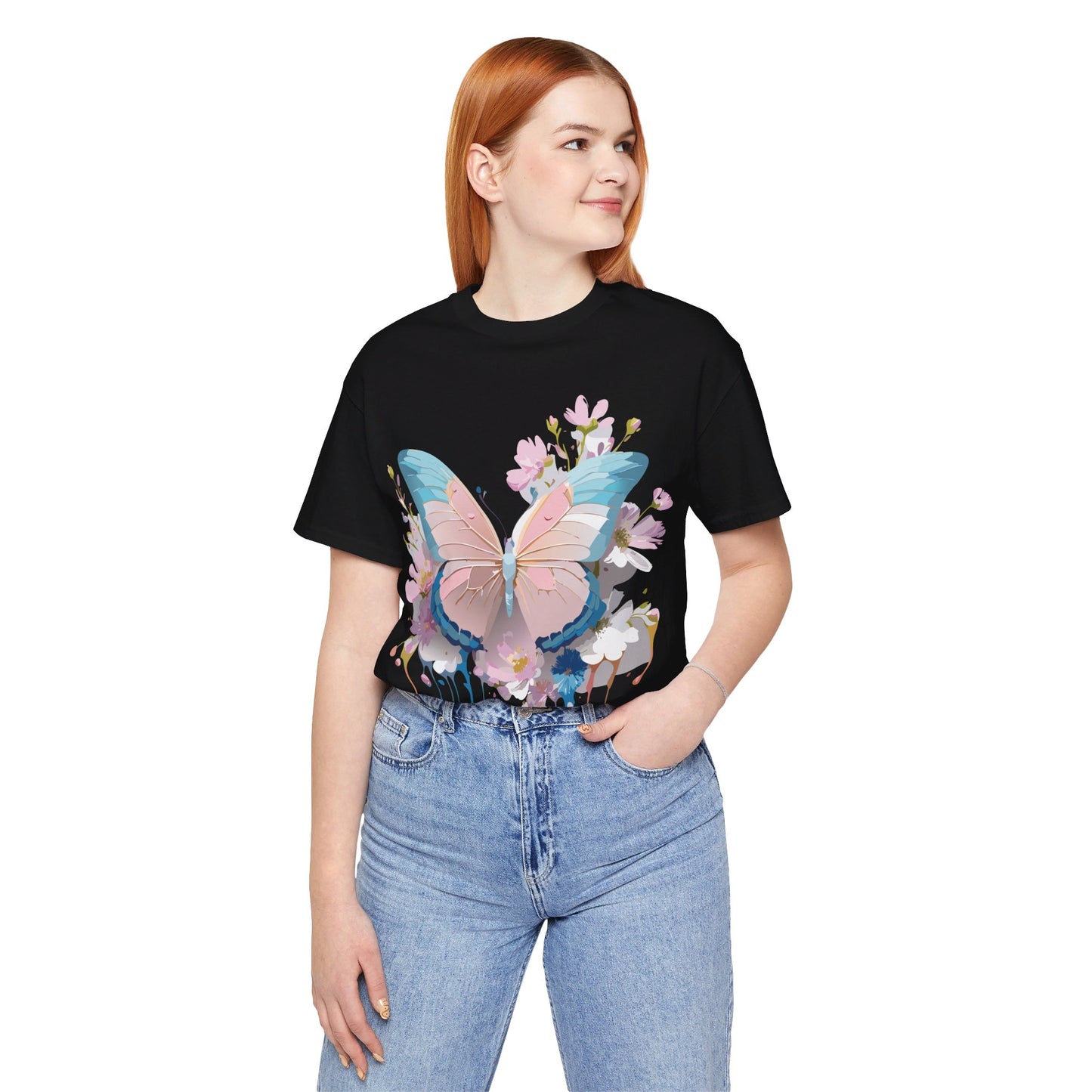 T-shirt en coton naturel avec papillon