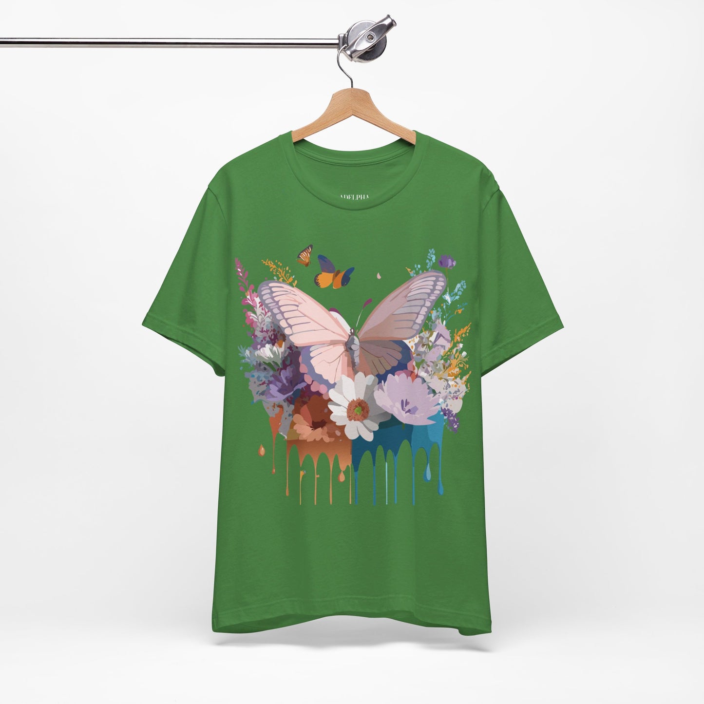 Natural Cotton Tee Shirt with Butterfly