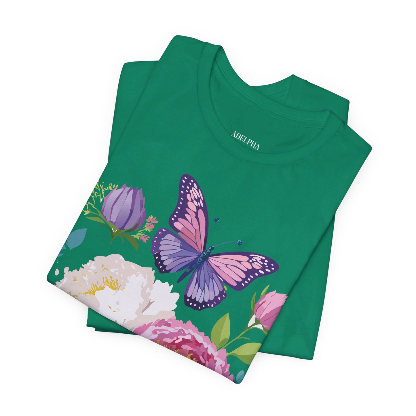 T-shirt en coton naturel avec fleurs