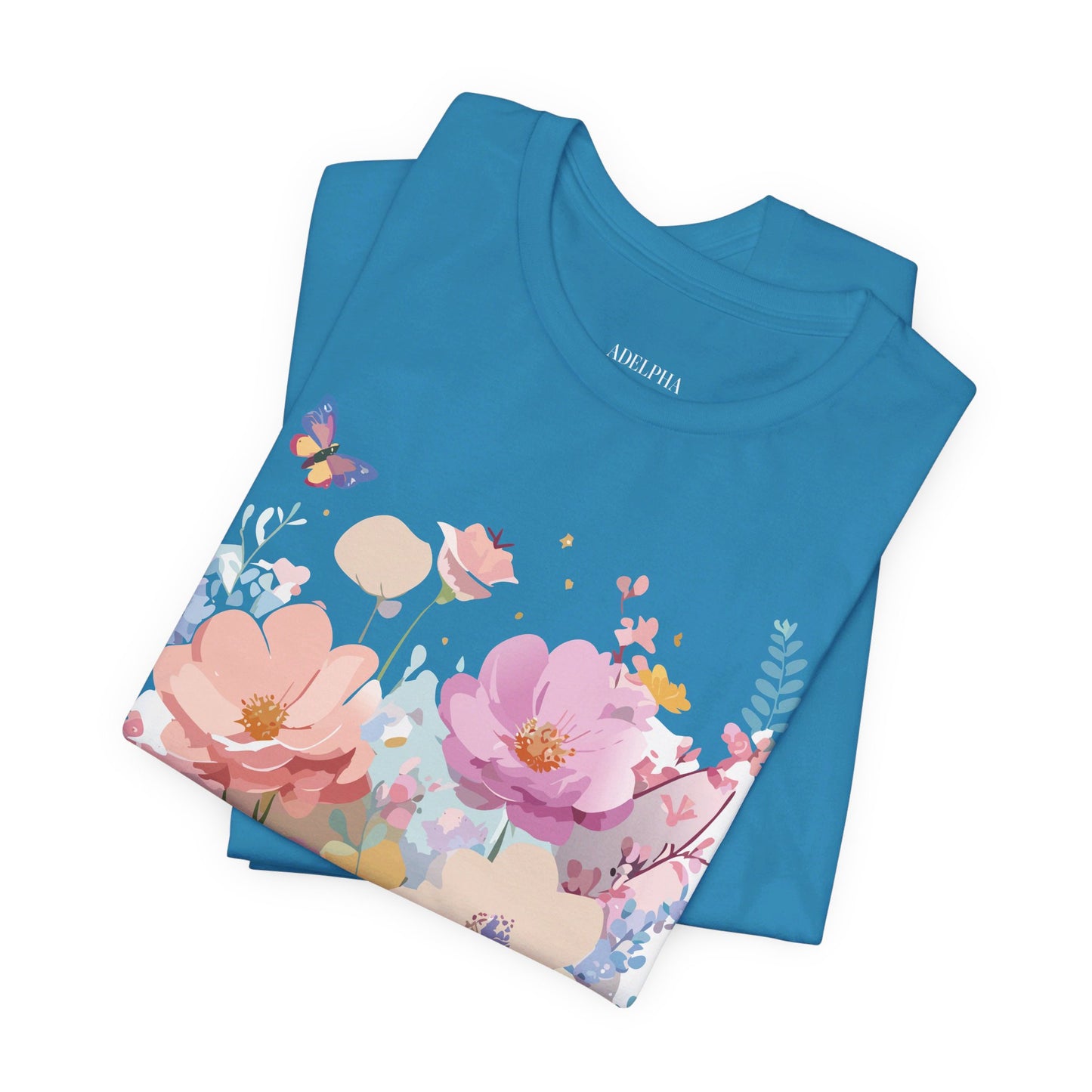 T-shirt en coton naturel avec fleurs