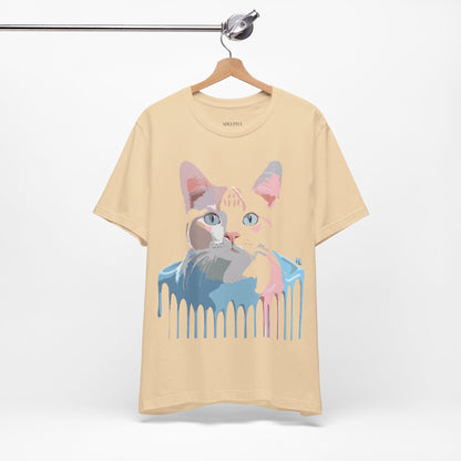 Natural Cotton Tee Shirt with Cat Printify